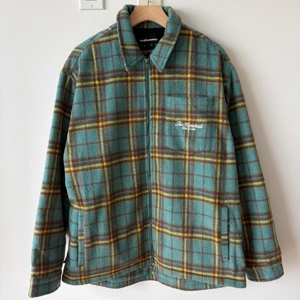 The Hundreds Plaid Fleece Zip Jacket Size Large